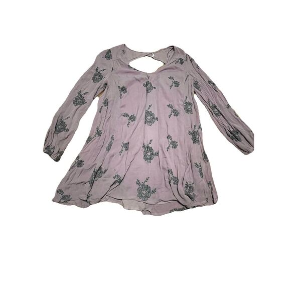 Free People Dresses & Skirts - Free People Embroidered Austin Mini Dress long sleeve floral boho lavender Med